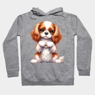 Valentine Cavalier King Charles Spaniel Dog Giving Heart Hand Sign Hoodie